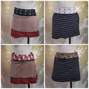 Zand Amsterdam Reversible Multicolor Snap Wrap Skirt One Size Cotton/Wool Grunge